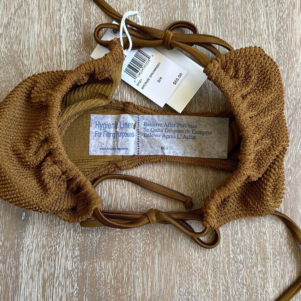 Good American Always Fits Tiny Ties Bottom in Bronze Brown 001 Size 3/4 - Picture 9 of 10